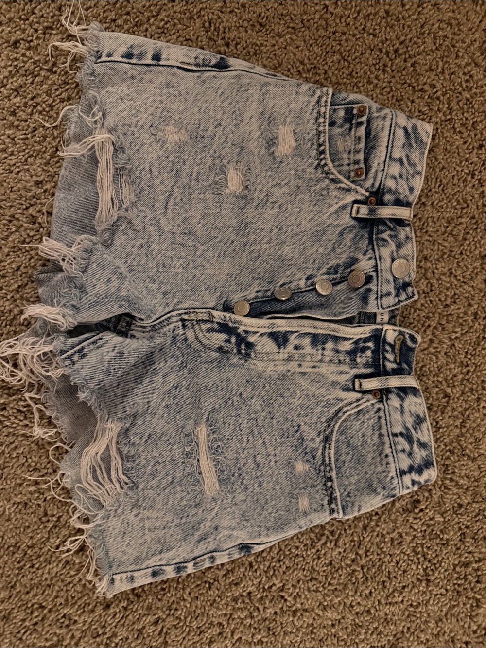 PacSun Women's Acid Wash Light Blue Distressed Jean Shorts